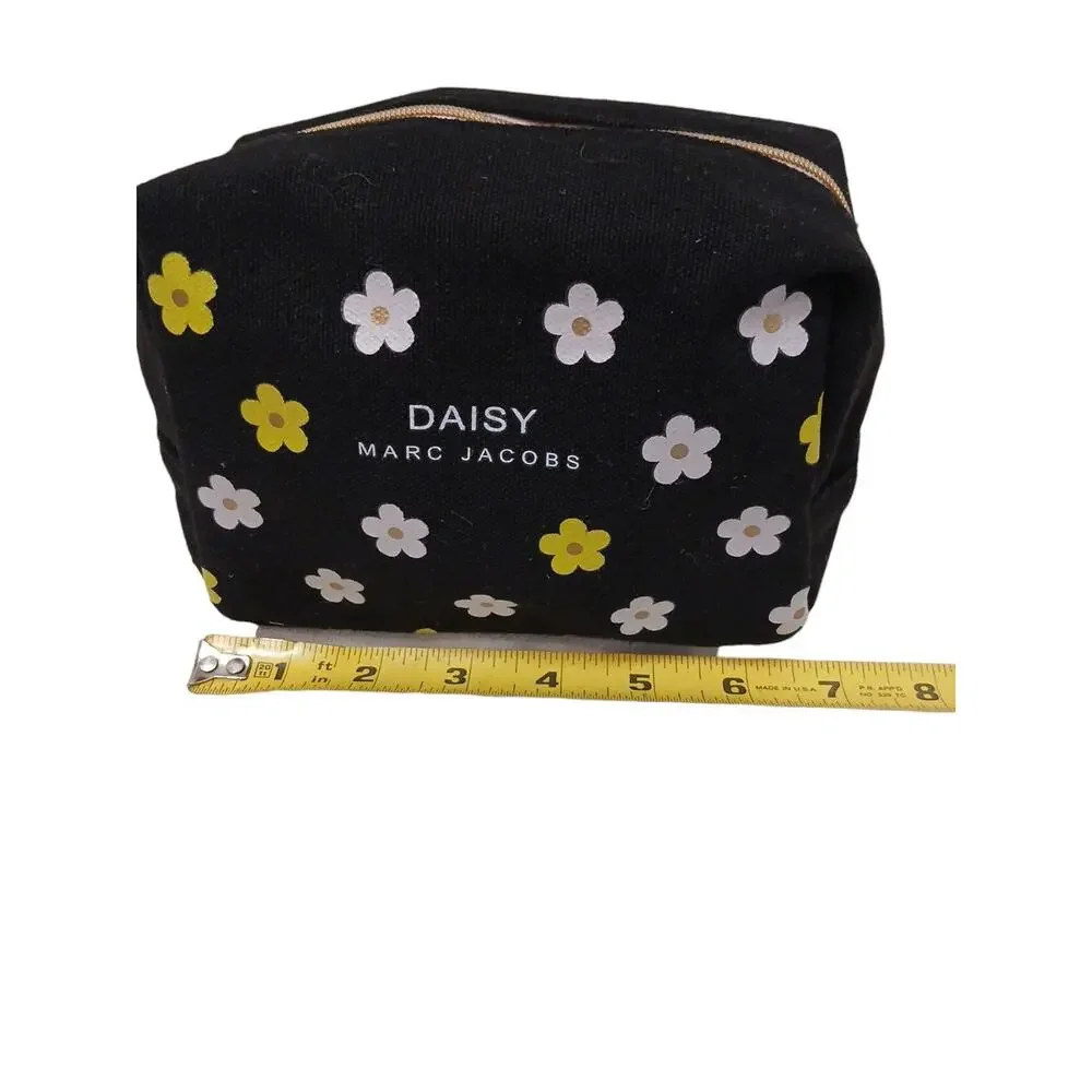 Marc Jacobs Daisy Black Makeup Cosmetics Bag Pouch Flowers Designer Canvas‎